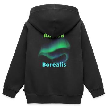 Aurora Borealis - Kinder Premium Organic Zip Hoodie - Schwarz - Hinten - AI Model Kid Male (0cm)