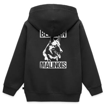 Belgian Malinois Hunde - Kinder Premium Organic Zip Hoodie - Schwarz - Hinten - AI Model Kid Male (0cm)