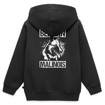 Belgian Malinois Hunde - Kinder Premium Organic Zip Hoodie - Schwarz - Hinten - AI Model Kid Male (0cm)