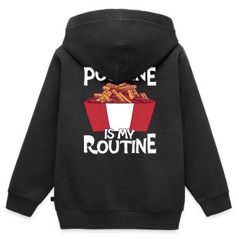Poutine Canada Spécialité de restauration rapide - Sweat Premium à capuche zippé enfant bio - noir - Dos - AI Model Kid Male (0cm)