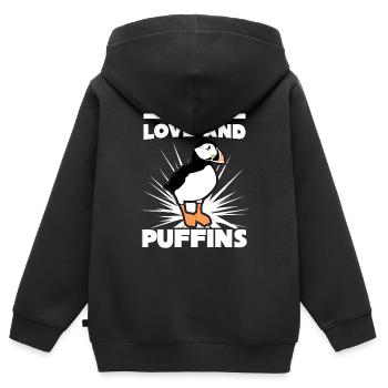 Puffin Papageientaucher Spruch Puffins - Kinder Premium Organic Zip Hoodie - Schwarz - Hinten - AI Model Kid Male (0cm)