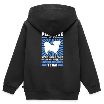 Pekinese und Ich Peking-Palasthund - Kinder Premium Organic Zip Hoodie - Schwarz - Hinten - AI Model Kid Male (0cm)