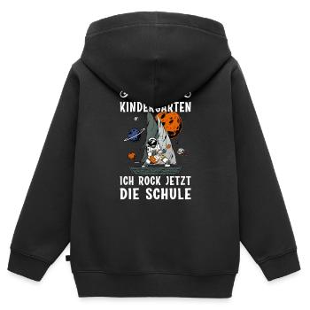 Bye Bye Kindergarten Ich Rock Jetzt Die Schule - Kinder Premium Organic Zip Hoodie - Schwarz - Hinten - AI Model Kid Male (0cm)