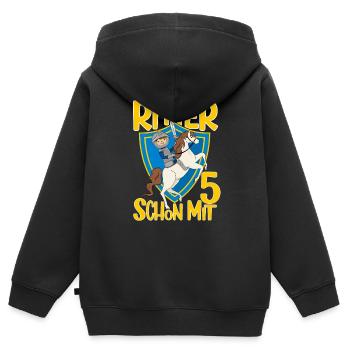 5 Jahre Jungen Ritter Geburtstagsmotiv Geschenk - Kinder Premium Organic Zip Hoodie - Schwarz - Hinten - AI Model Kid Male (0cm)
