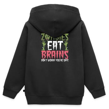 Zombies fressen Gehirne Keine Sorge, du bist - Kinder Premium Organic Zip Hoodie - Schwarz - Hinten - AI Model Kid Male (0cm)