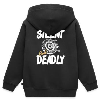 Silent Bud Deadly Awesome Hunter Archery Design - Kinder Premium Organic Zip Hoodie - Schwarz - Hinten - AI Model Kid Male (0cm)