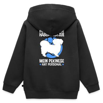 Mein Pekinese hat Personal Peking-Palasthund - Kinder Premium Organic Zip Hoodie - Schwarz - Hinten - AI Model Kid Male (0cm)