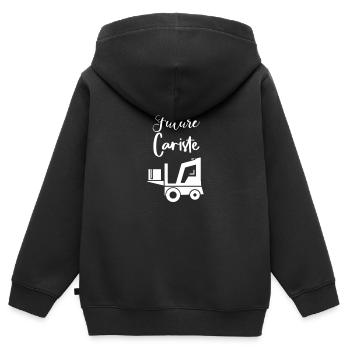 Future Cariste - Sweat Premium à capuche zippé enfant bio - noir - Dos - AI Model Kid Male (0cm)