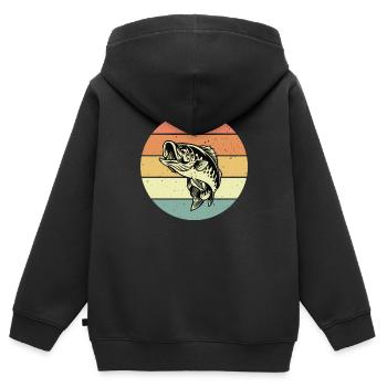 Perche - Sweat Premium à capuche zippé enfant bio - noir - Dos - AI Model Kid Male (0cm)