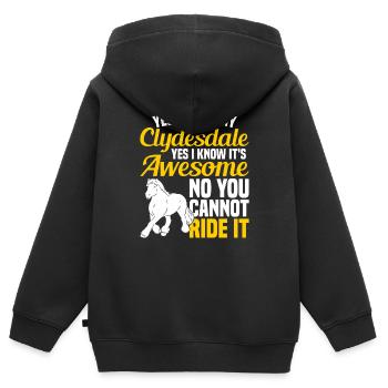 Clydesdale Pferdesport Kaltblutpferd Schottland - Kinder Premium Organic Zip Hoodie - Schwarz - Hinten - AI Model Kid Male (0cm)