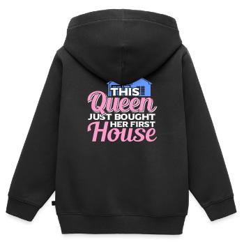 Propriétaire Propriétaire Cadeau Propriétaire Propriétaire - Sweat Premium à capuche zippé enfant bio - noir - Dos - AI Model Kid Male (0cm)