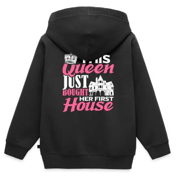 Propriétaire Propriétaire Cadeau Propriétaire Propriétaire - Sweat Premium à capuche zippé enfant bio - noir - Dos - AI Model Kid Male (0cm)