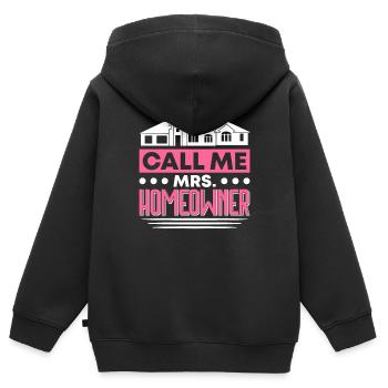 Propriétaire Propriétaire Cadeau Propriétaire Propriétaire - Sweat Premium à capuche zippé enfant bio - noir - Dos - AI Model Kid Male (0cm)