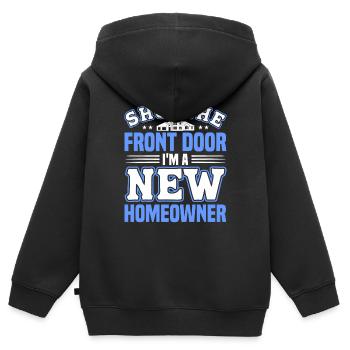 Propriétaire Propriétaire Cadeau Propriétaire Propriétaire - Sweat Premium à capuche zippé enfant bio - noir - Dos - AI Model Kid Male (0cm)