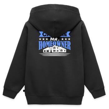 Propriétaire Propriétaire Cadeau Propriétaire Propriétaire - Sweat Premium à capuche zippé enfant bio - noir - Dos - AI Model Kid Male (0cm)