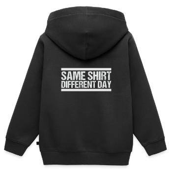 Same Shirt Different Day - Kinder Premium Organic Zip Hoodie - Schwarz - Hinten - AI Model Kid Male (0cm)