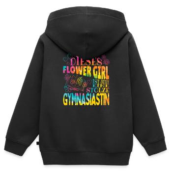 High School Student Flower Girl Gymnasium Enrollment - Kids Premium Organic Zip-up Hoodie - black - Back - AI Model Kid Male (0cm)