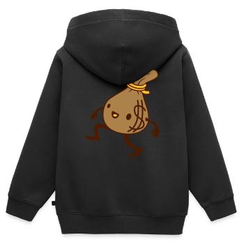 Comic Living Money Sack - Kids Premium Organic Zip-up Hoodie - black - Back - AI Model Kid Male (0cm)