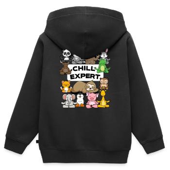Chill Expert - Voll gechilled - Schlafshirt - Kinder Premium Organic Zip Hoodie - Schwarz - Hinten - AI Model Kid Male (0cm)