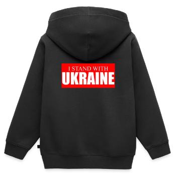 Ukraine Sieg - Kinder Premium Organic Zip Hoodie - Schwarz - Hinten - AI Model Kid Male (0cm)