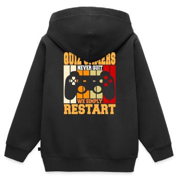 Quiz Gamers Never Quit We Simply Restart Cool - Kids Premium Organic Zip-up Hoodie - black - Back - AI Model Kid Male (0cm)