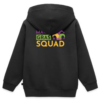 Escouade de Mardi Gras - Sweat Premium à capuche zippé enfant bio - noir - Dos - AI Model Kid Male (0cm)