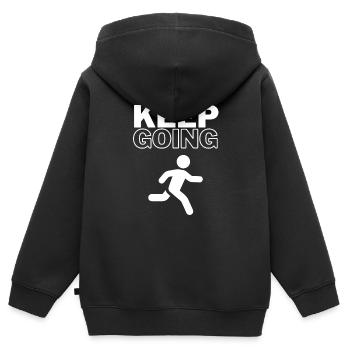 Keep Going - Kinder Premium Organic Zip Hoodie - Schwarz - Hinten - AI Model Kid Male (0cm)