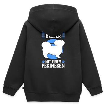 Alles ist besser mit Pekinese Peking-Palasthund - Kinder Premium Organic Zip Hoodie - Schwarz - Hinten - AI Model Kid Male (0cm)