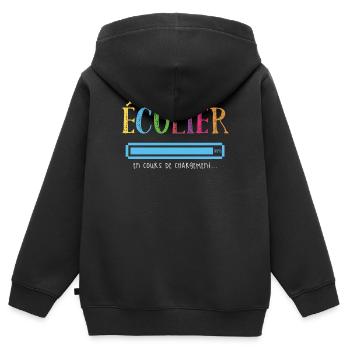 Écolier en cours de chargement retour à l'école - Sweat Premium à capuche zippé enfant bio - noir - Dos - AI Model Kid Male (0cm)