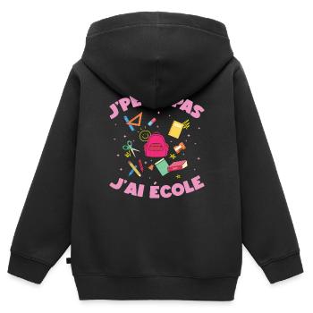 J'peux pas j'ai école rentrée scolaire sac à dos - Sweat Premium à capuche zippé enfant bio - noir - Dos - AI Model Kid Male (0cm)