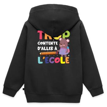 Trop Contente D Aller À L École ourson crayon cool - Sweat Premium à capuche zippé enfant bio - noir - Dos - AI Model Kid Male (0cm)