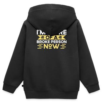 Ich bin Jetzt Noch Mehr Pleite Hausbesitzer - Kinder Premium Organic Zip Hoodie - Schwarz - Hinten - AI Model Kid Male (0cm)