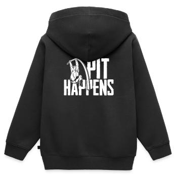 Pit Happens Lustiges Stabhochsprung - Kinder Premium Organic Zip Hoodie - Schwarz - Hinten - AI Model Kid Male (0cm)