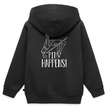Pit Happens Lustiges Stabhochsprung - Kinder Premium Organic Zip Hoodie - Schwarz - Hinten - AI Model Kid Male (0cm)