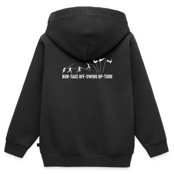 Run Take Off Swing Up Turn Stabhochsprung - Kinder Premium Organic Zip Hoodie - Schwarz - Hinten - AI Model Kid Male (0cm)