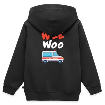 Wee Woo Krankenwagen AMR Lustiges EMS EMT - Kinder Premium Organic Zip Hoodie - Schwarz - Hinten - AI Model Kid Male (0cm)