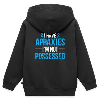 Conscience de l’apraxie de la parole J’ai une apraxie de la parole - Sweat Premium à capuche zippé enfant bio - noir - Dos - AI Model Kid Male (0cm)