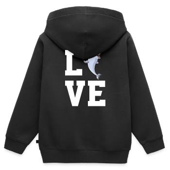 Amateurs de bélugas - Sweat Premium à capuche zippé enfant bio - noir - Dos - AI Model Kid Male (0cm)