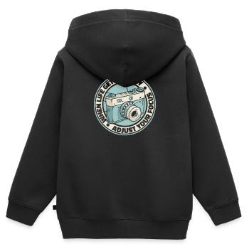 Photographie Caméra Photographe Photo Cameraman - Sweat Premium à capuche zippé enfant bio - noir - Dos - AI Model Kid Male (0cm)