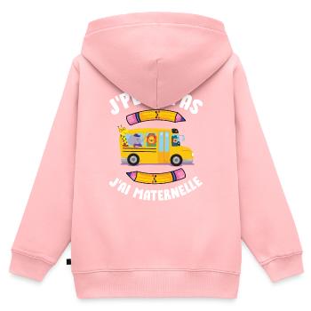 J Peux Pas J Ai Maternelle bus scolaire rentrée - Sweat Premium à capuche zippé enfant bio - rose - Dos - AI Model Kid Female (0cm)