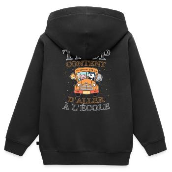Trop Content D Aller À L École bus école animaux - Sweat Premium à capuche zippé enfant bio - noir - Dos - AI Model Kid Male (0cm)