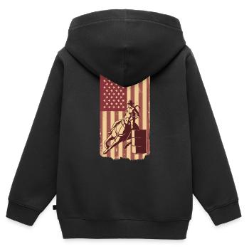 Tonneau de course de chevaux de course Tonneaux de chevaux - Sweat Premium à capuche zippé enfant bio - noir - Dos - AI Model Kid Male (0cm)