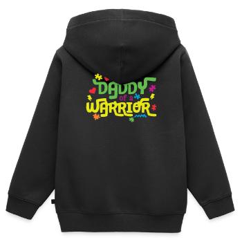 Autism Daddy Of The Warrior - Kids Premium Organic Zip-up Hoodie - black - Back - AI Model Kid Male (0cm)
