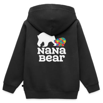 Autism Nana Bear - Kids Premium Organic Zip-up Hoodie - black - Back - AI Model Kid Male (0cm)