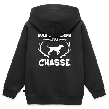 chasseur | je n'ai pas le temps j'ai chasse - Sweat Premium à capuche zippé enfant bio - noir - Dos - AI Model Kid Male (0cm)