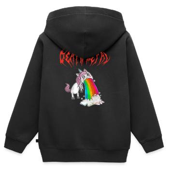 Kotzendes Death Metal Einhorn Rosa - Kinder Premium Organic Zip Hoodie - Schwarz - Hinten - AI Model Kid Male (0cm)