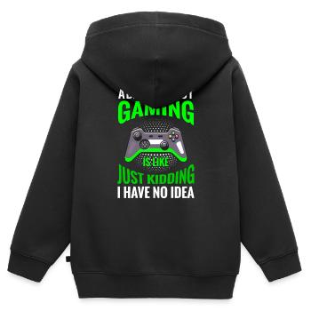 Vêtements pour les joueurs - le jeu est un style de vie - Sweat Premium à capuche zippé enfant bio - noir - Dos - AI Model Kid Male (0cm)