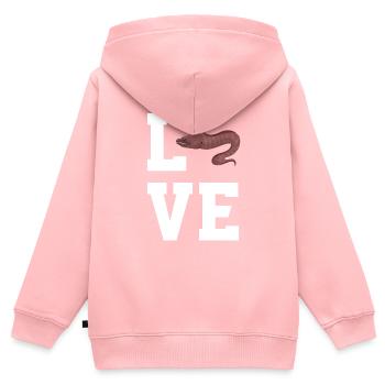 Chemise Moray Eel - Sweat Premium à capuche zippé enfant bio - rose - Dos - AI Model Kid Female (0cm)