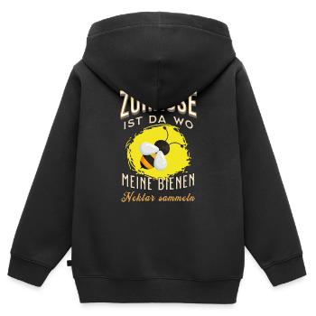 Zuhause ist da wo meine Bienen.. T-Shirt Imker - Kinder Premium Organic Zip Hoodie - Schwarz - Hinten - AI Model Kid Male (0cm)