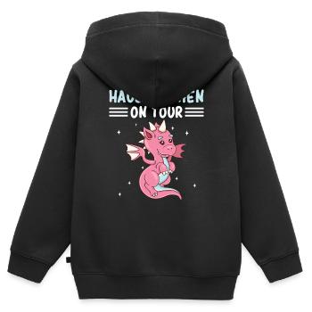 Hausdrachen On Tour - Kinder Premium Organic Zip Hoodie - Schwarz - Hinten - AI Model Kid Male (0cm)